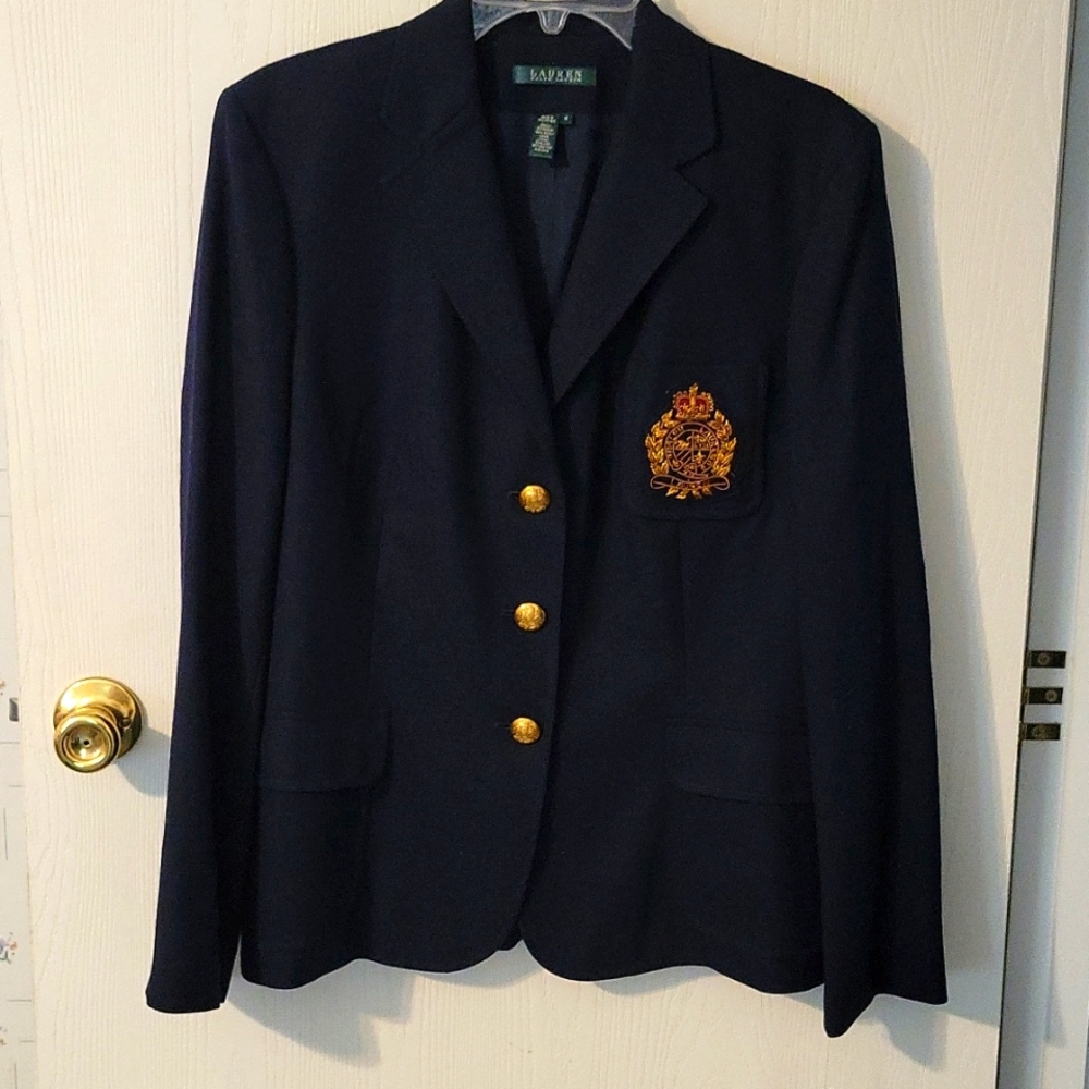 NWT New Lauren Ralph Lauren Navy Lightweight Blazer Size 16